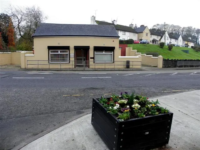 Social Welfare Branch Office (Department of Social Protection local office), Monaghan town, small single-storey building with planter in the foreground
