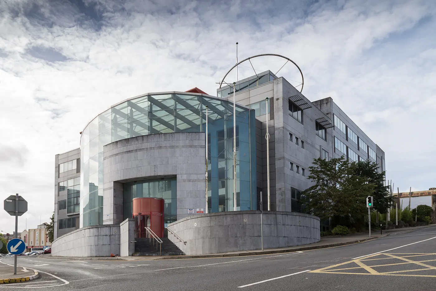 Regional Revenue Office of the Revenue Commissioners in Waterford city, modern stone and glass building on a street corner (not the Dublin Castle offices)